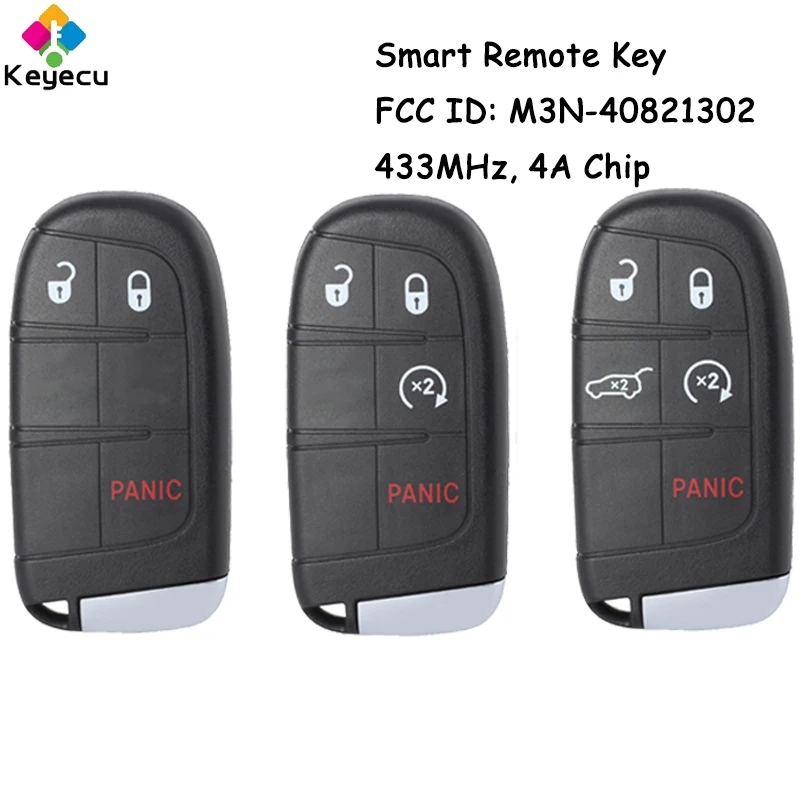 KEYECU Smart Remote Control Car Key With 3 4 5 Buttons 433MHz 4A Chip for Jeep Renegade 2015 2016 2017 - 2021 Fob M3N-40821302