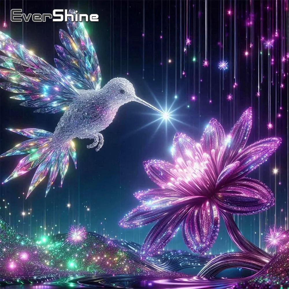 Evershine Diamant-Mosaik Tier Vollquadrat-Drucknadelbild Vogel Neuheit Strass-Bild Stickerei Lotus DIY Heimdekoration