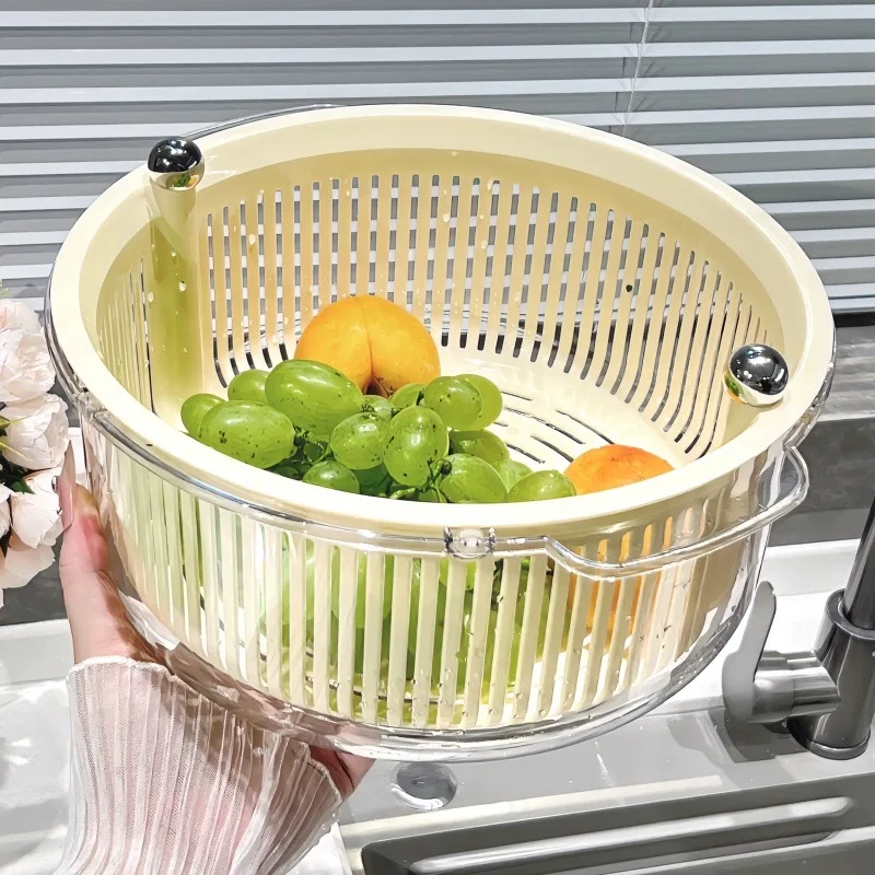 

Salad Spinner Dryer Vegetable Fruit Food Drain Basket Dehydrator Quick Washing Drying Manual Centrifuge Dust-Proof Kitchen Tool