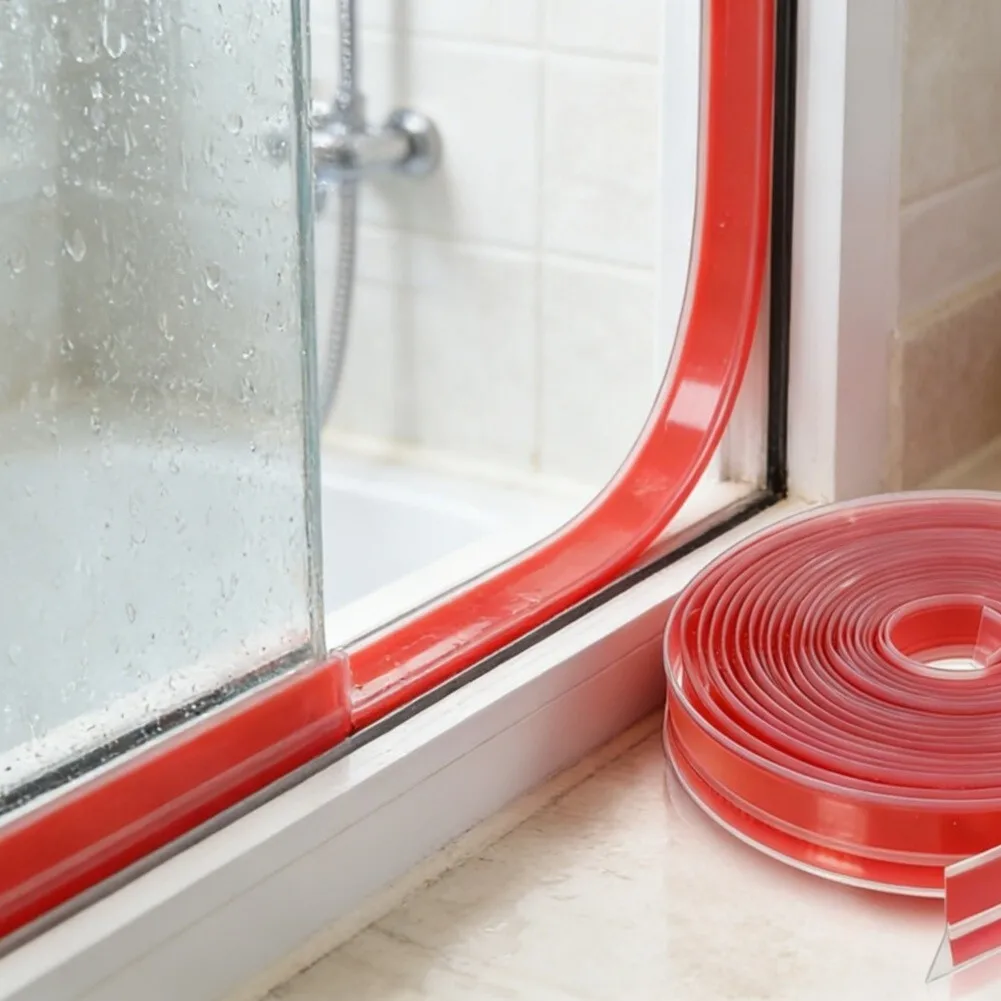 Silicone T Shape Draft Stopper Seal 40 ft Total 2 Rolls Red for Windows Gaps Sliding Doors Temperature Control