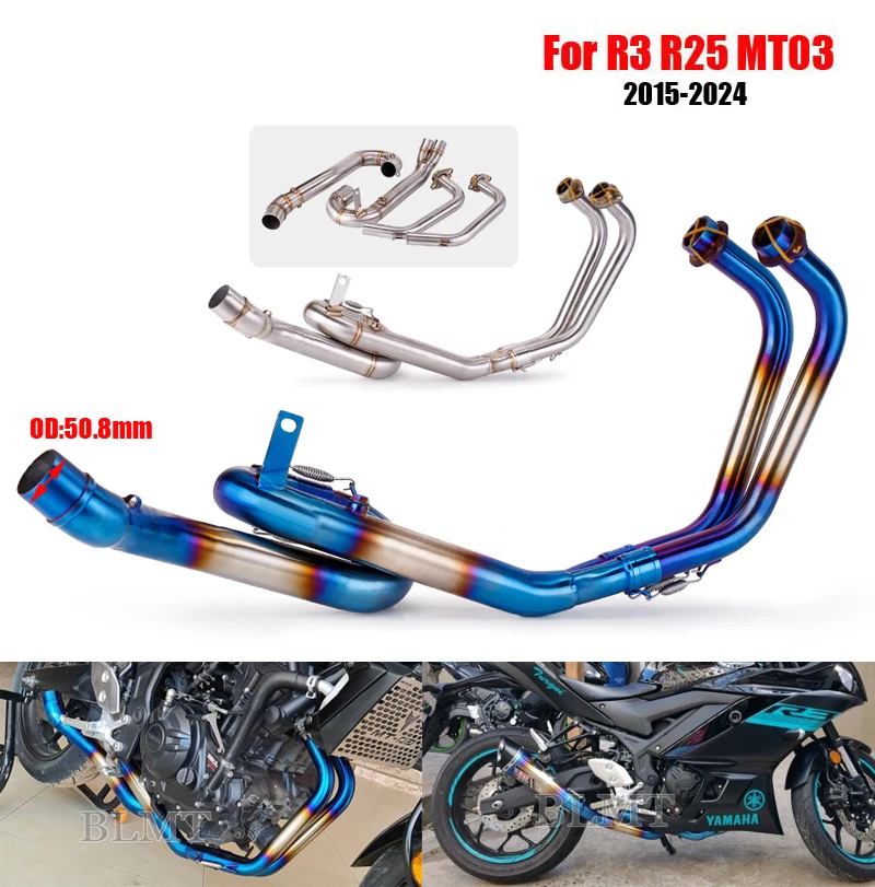 Full System Motorcycle Exhaust Motorbike link pipe Slip on Escape Moto Front Pipe Connect Tube For YZF MT03 R25 R3 2015 -2024