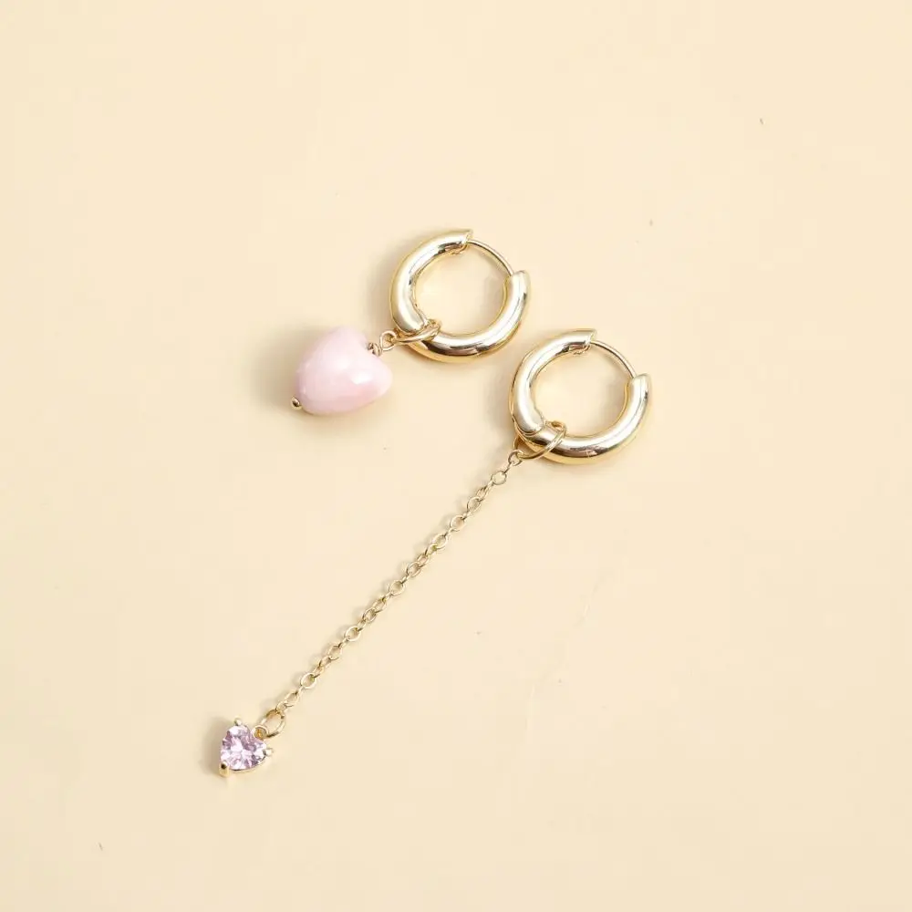 الأقراط قلادة شرابة على شكل قلب للنساء ، تصميم غير متماثل أبازيم الأذن ، الأزياء مسمار المجوهرات ، هدية