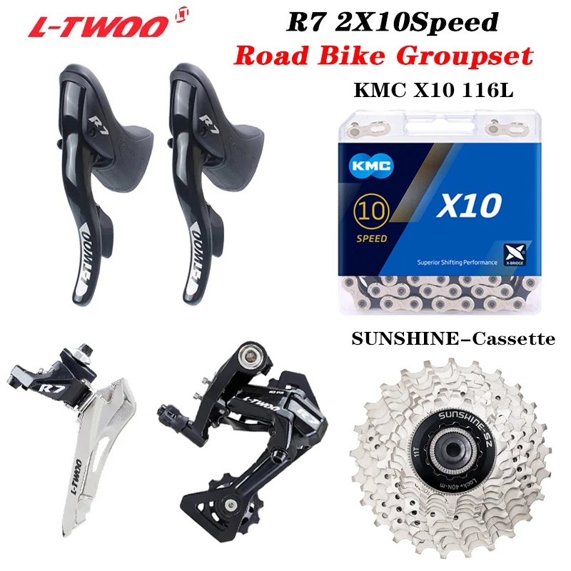 

LTWOO 2x10 Speed Road Groupset R7 Derailleurs SUNSHINE-SZ 25T 28T 32T Cassette X10 Chain with for tiagra 4700 R3000 20V Kit