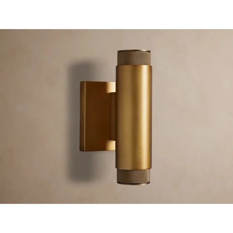 Brushed Antique Brass LED Crystal Shade Bedroom Wall Sconce Modern up Down Wall Lamp with Warm White Light