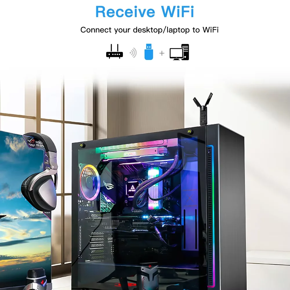 5400Mbps Wifi 6E アダプター 2.4G/5G/6Ghz Wi-Fi ドングル USB 3.0 900Mbps ネットワークカード ノートパソコン Windows 10/11 ドライバー不要