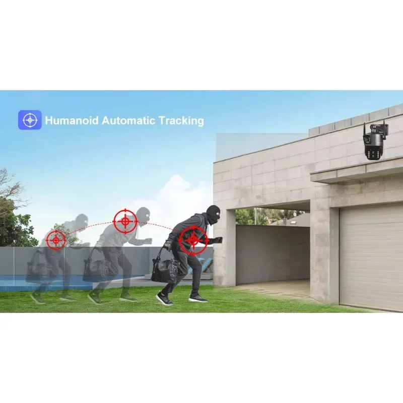 4K 4MP 10XZoom LTE 4G emplacement pour carte Sim extérieur solaire alimenté sécurité réseau IP suivi humain double objectif CCTV 4G PTZ caméra