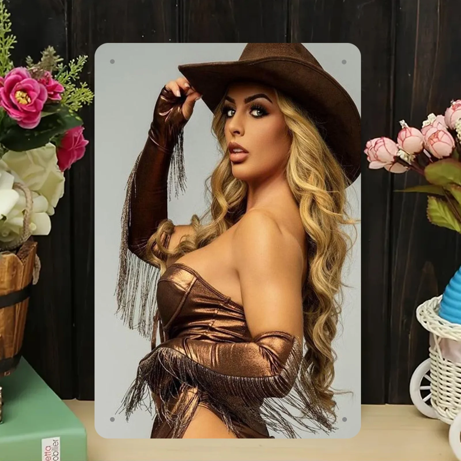 لافتة معدنية جدارية لراعية البقر الغربية العتيقة - ديكور منزلي للمزرعة الرجعية، علامة حديد معدنية متينة، مقهى مكتب جراج كهف رجل