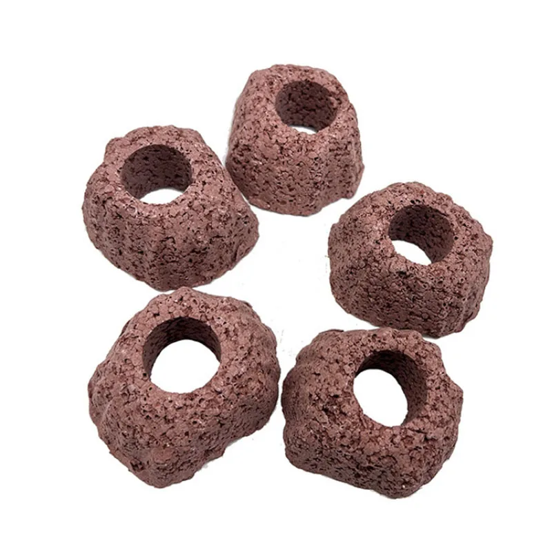 Red Volcanic Aquarium Decoration Fish Tank Plant Fixing Pot Polka Water Plants Potted Planting Cup Aquarium Accessories Filter