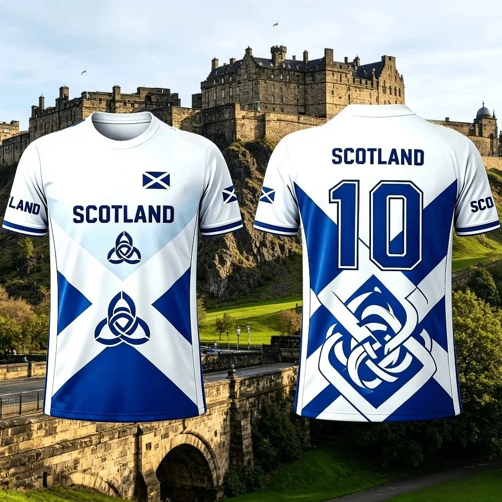 2026 Scottish T-shirt Fashionable and Exquisite Printed T-shirt Men's and Women's Matching Short-sleeved Casual Sports T-shirt