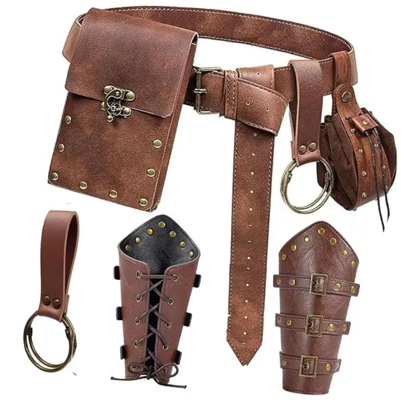 39BD Steampunk-Gürtel-Handytasche-Set, 5-teilig, multifunktionales Vintage-Zubehör – Detail 3