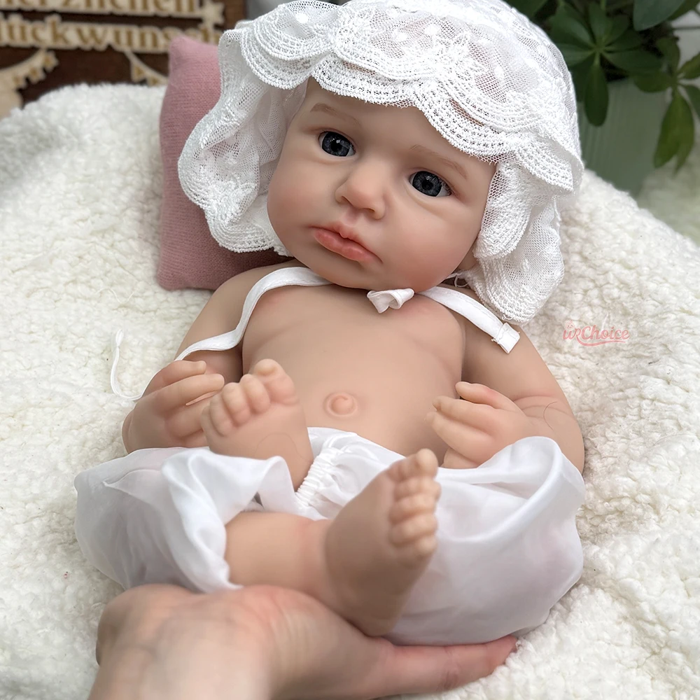 18인치 실리콘 신생아 인형, 별빛 눈을 가진 사실적인 아기 소녀, 어린이 선물용 실물과 같은 리본 유아 인형