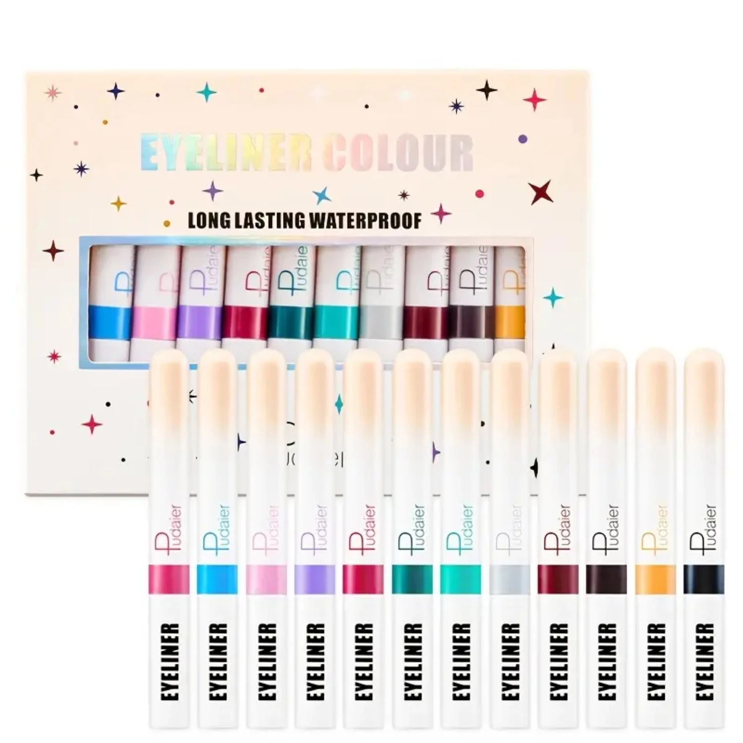 

Pudaier Ultra Fine Liquid Eyeliner Pen Vibrant, Waterproof, Long Lasting, Quick Drying, Available in 12 Colors.