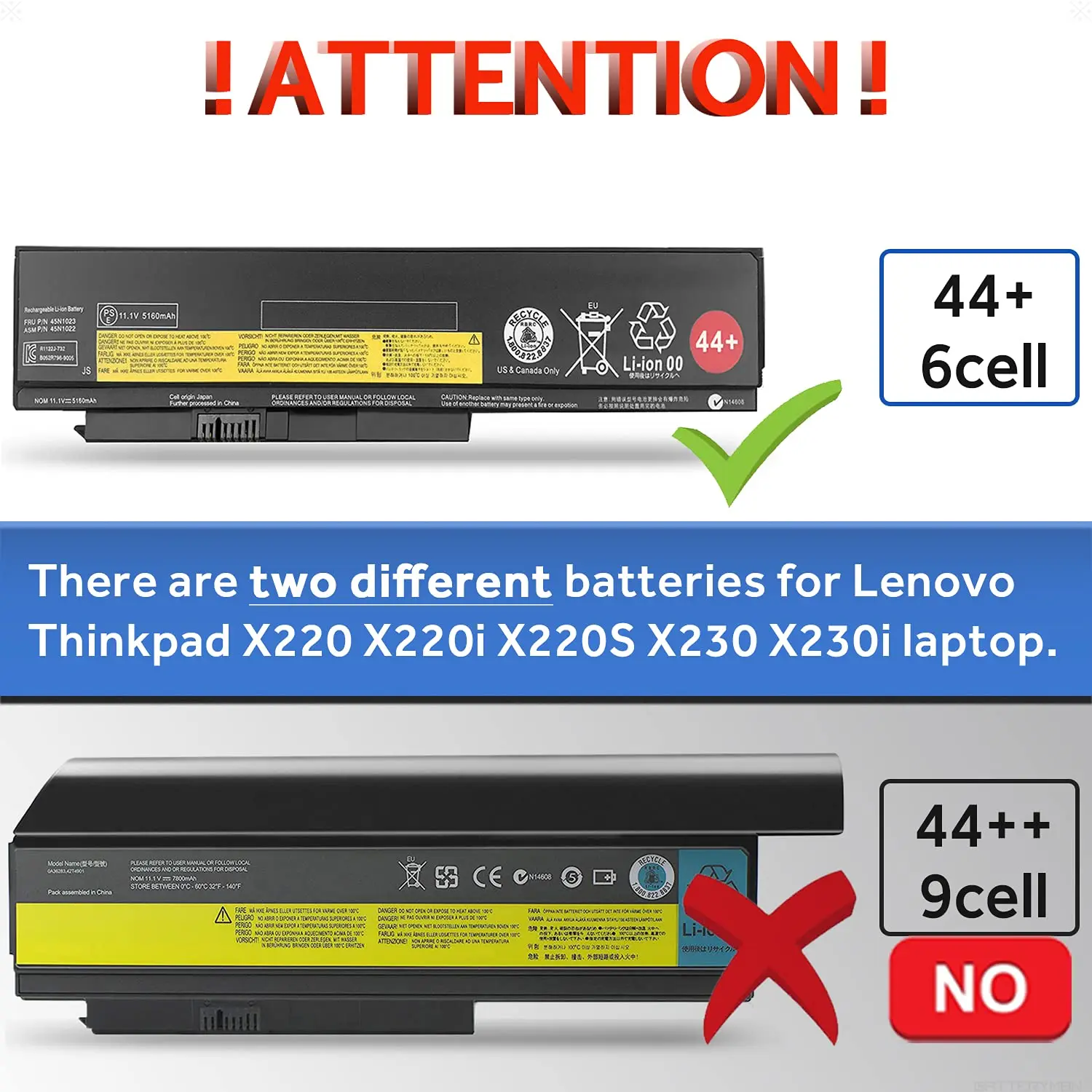 44+ 0A36306 Battery for Lenovo Thinkpad X230 X230i X220s X220 Laptop 0A36307 45N1022 45N1023 45N1025 0A36281 0A36282 0A36283