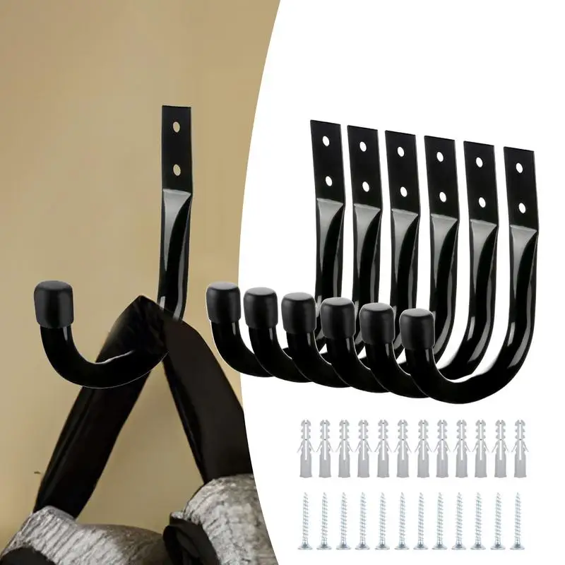 

6pcs Garage Hooks With Screws Wall Mounted Hanging Hangers For Coat Towel Bags Caps Hook Kitchen Bathroom Storage Rack Holders