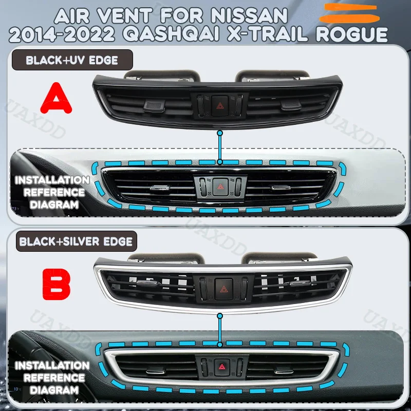 2 Din Car Outlet Automotive A/C Ventilation AC For 2014-2022 Nissan Qashqai X-Trail Rogue Air Conditioning Vent Grille Assembly