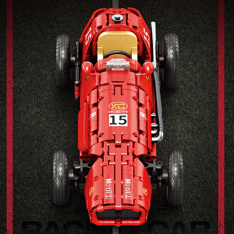 FR500 Retro fórmula coche de carreras bloques de construcción tecnología maquinaria MOC modelo de montaje de coche deportivo soporte para teléfono regalo creativo