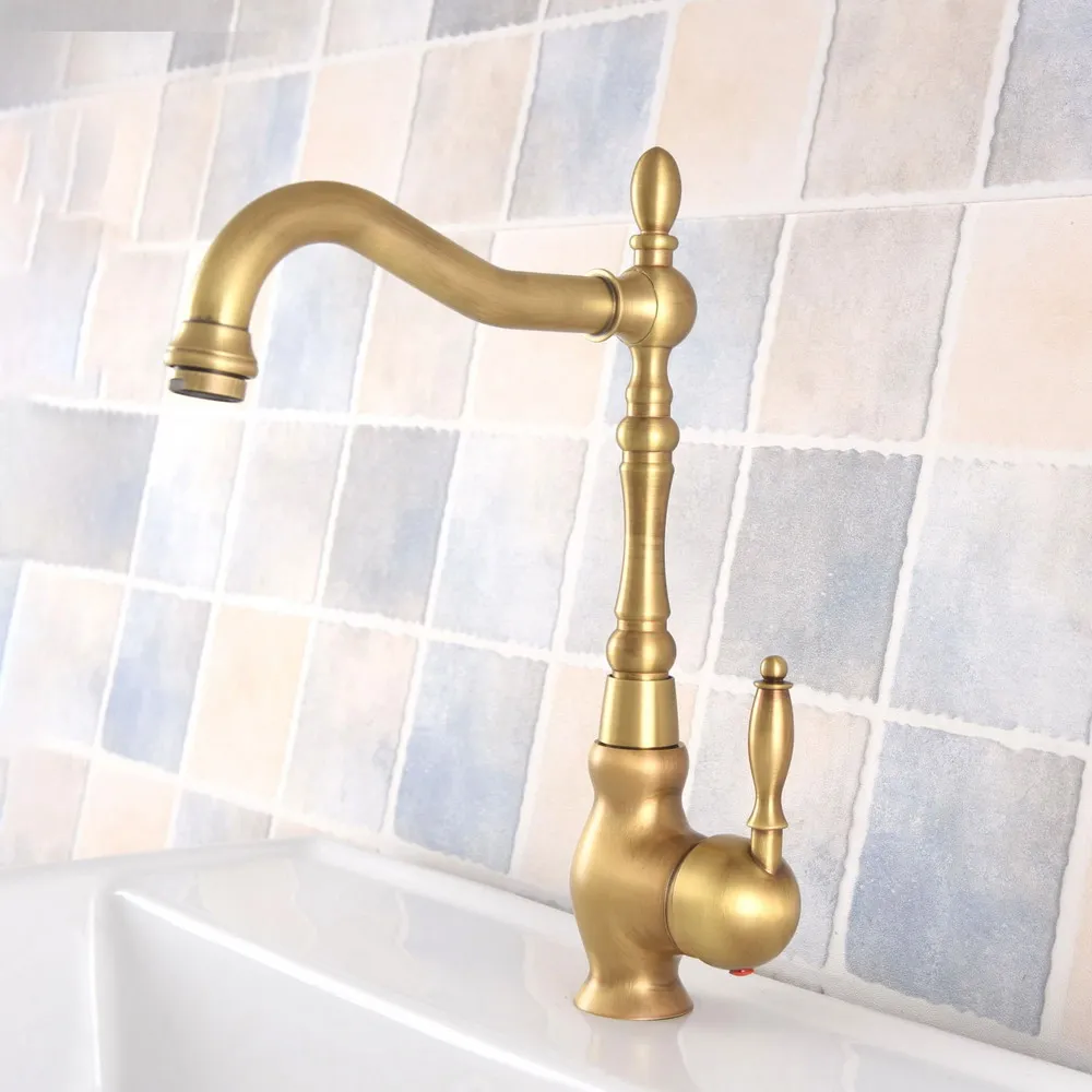 العتيقة النحاس مقبض واحد المطبخ صنبور حوض للحمام بالوعة صنبور قطب صنبور حوض خلاط