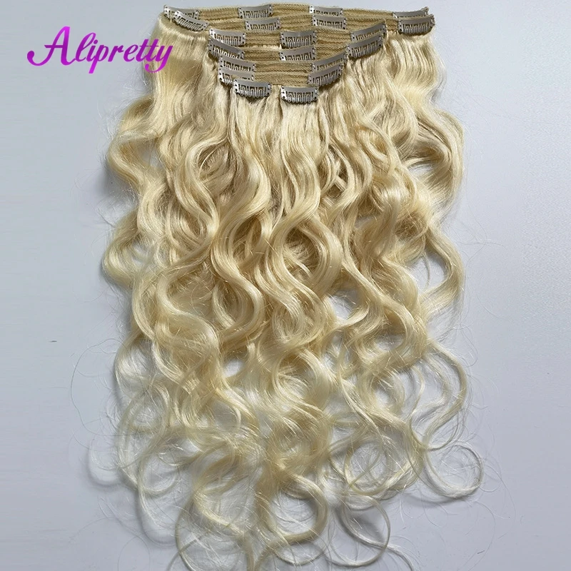 Alipretty 613 Color Human Hair Clip In Extensions Body Wave Blonde Hair For Black Women Natural Wavy Brazilian Hair Weaving