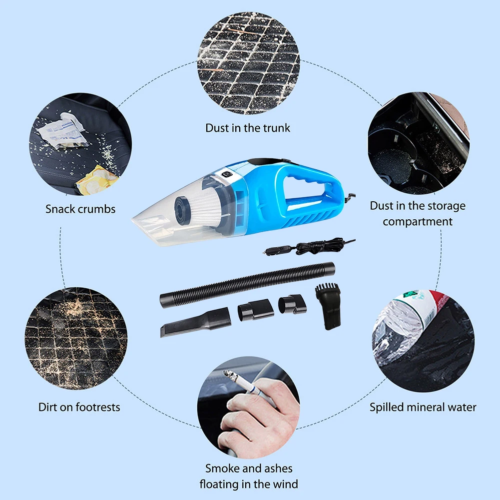 سيارة شفط قوي محمول باليد غبار ، مكنسة كهربائية للسيارة ، استخدام مزدوج ، تنظيف منزلي للمركبات ، كابل 5 أمتار ، من من من من من من نوع W