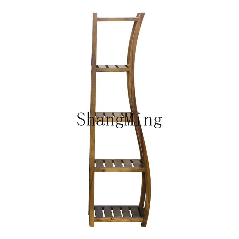CL Chinese-style solid wood multi-functional shelf living roomzen flower stand balcony outdoor succulent potted plant shelf