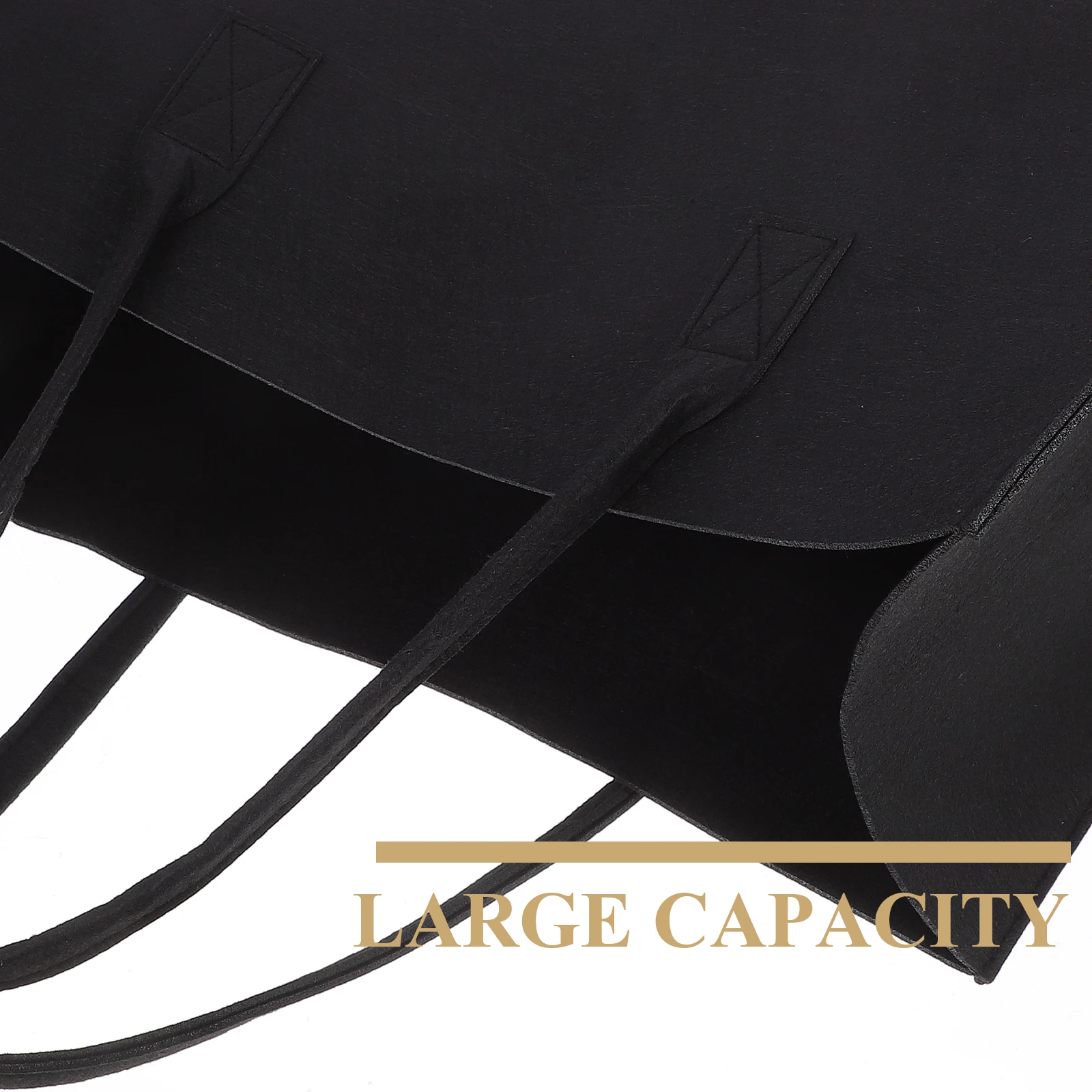 

Felt Storage Bag Large Capacity Black Reusable Tote Foldable Firewood Carrier Outdoor Garden Tool Picnic Camping Household