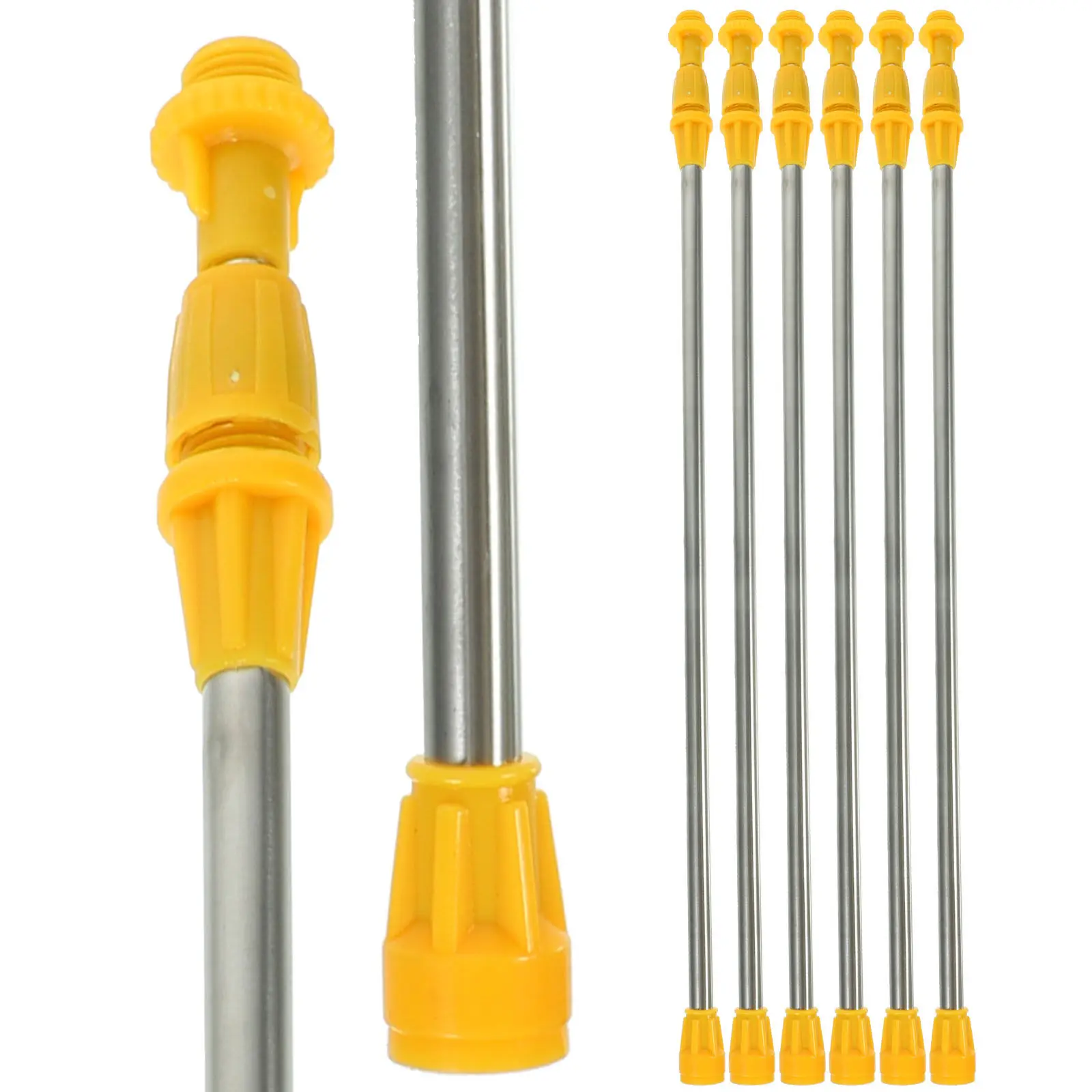 Lot de 6 Tiges d'Extension de Pulvérisateur en Acier Inoxydable pour Tuyau d'Arrosage Agricole et de Jardin, Lance de Pulvérisation Télescopique à Buse Longue de Remplacement