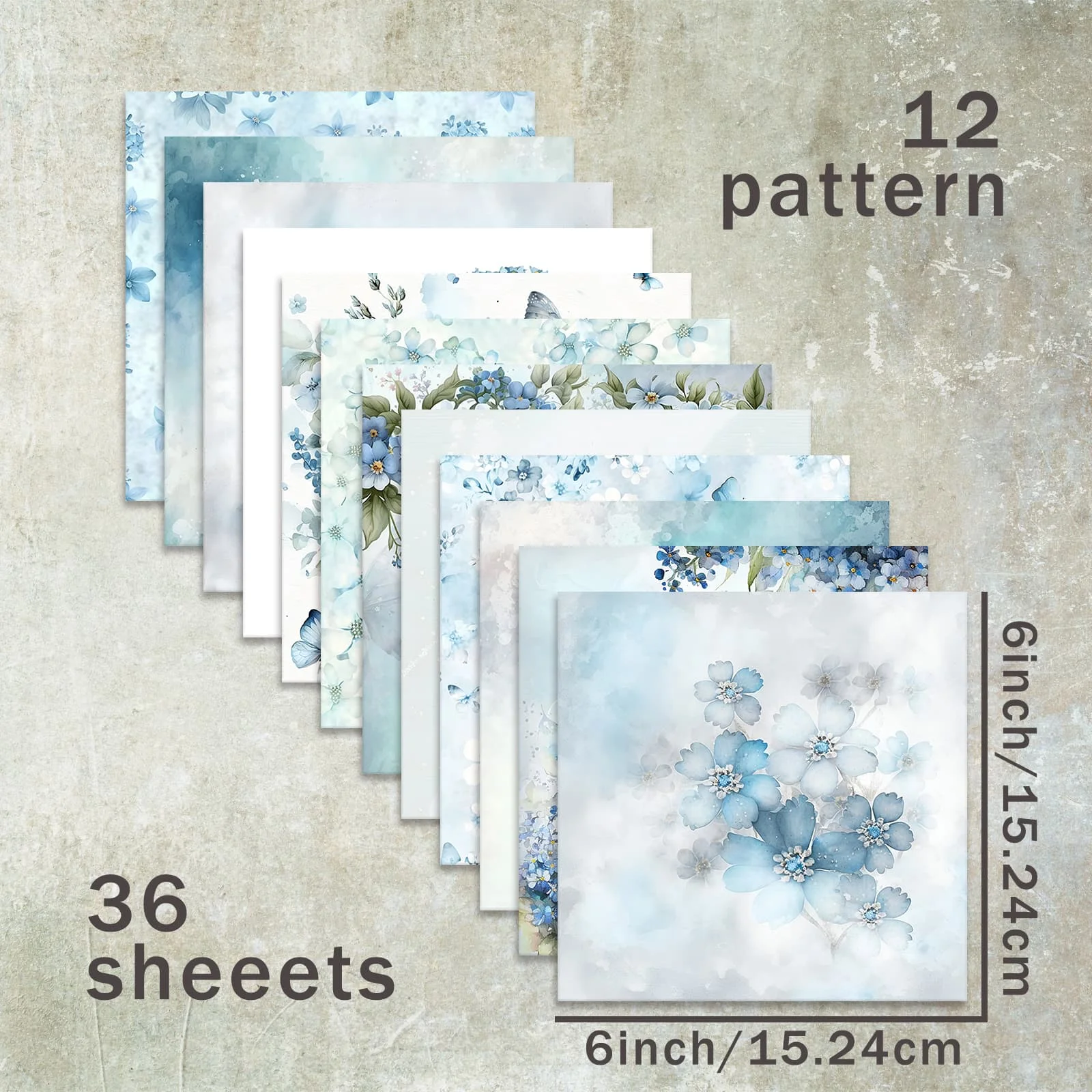 36 Sheets 6inch (Light Blue Butterfly Girl) Clipping Thin Paper for Bullet Diary, Junk Magazine, Greeting Card Background