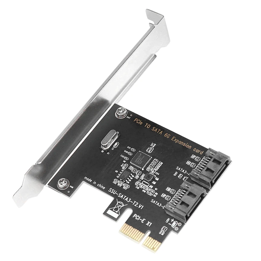 

PCIE to SATA Expansion Card ASM1061 PCIE to 2-Port SATA3.0 6Gbps Bootable SSD Solid State Drive Adapter Card