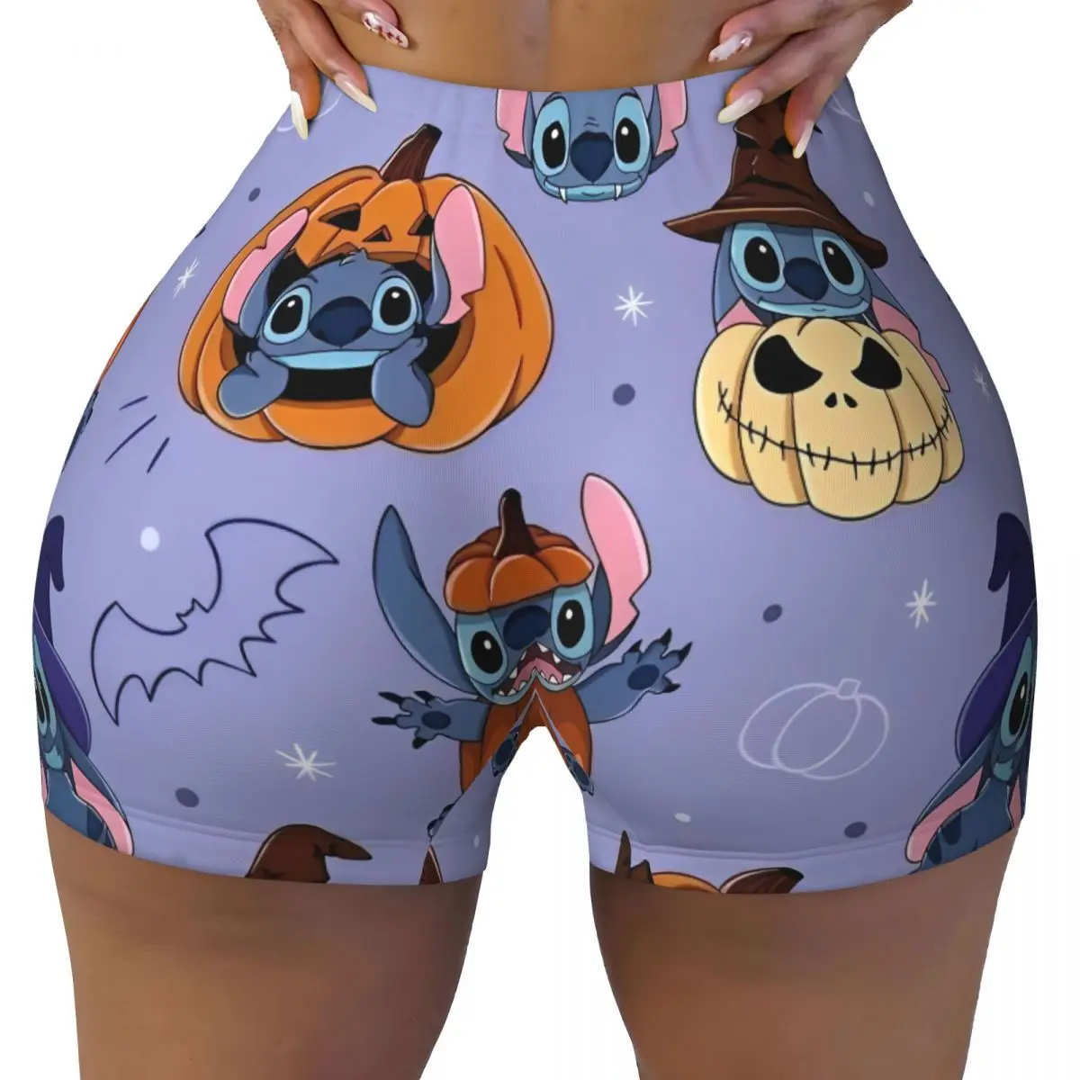

Halloween Stitch Pumpkin High Waist Yoga Tight Shorts Woman Lift Fitness Workout Gym Leggings