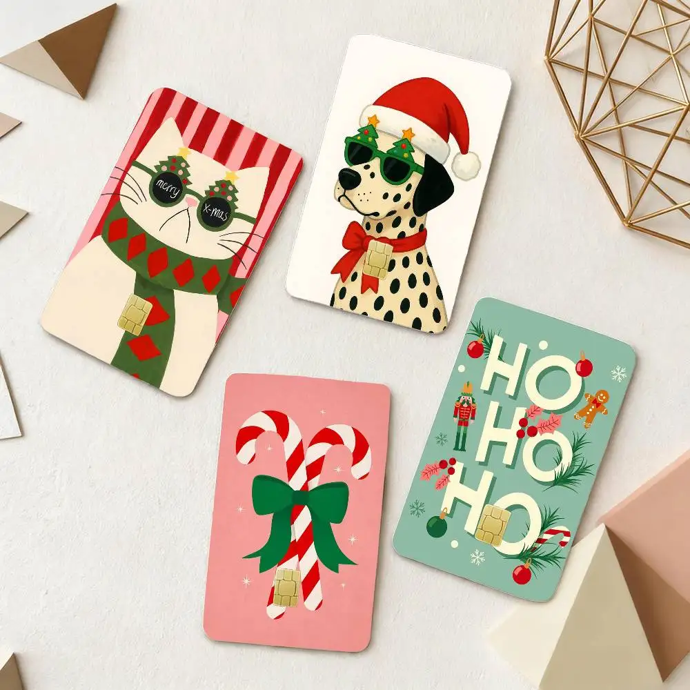 M-Merry C-Christmas Happy 4pcs 1Set Film Skin for Debit Credit Bank Visa Card Decal Cover