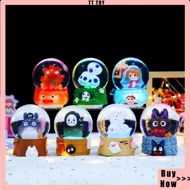 Heißer Cartoon-Anime Hayao Miyazaki Elfen-Kristallkugel-Serie Blindbox Leuchtende Musik-Kristallkugel Desktop-Ornament Überraschungsbox Geschenk