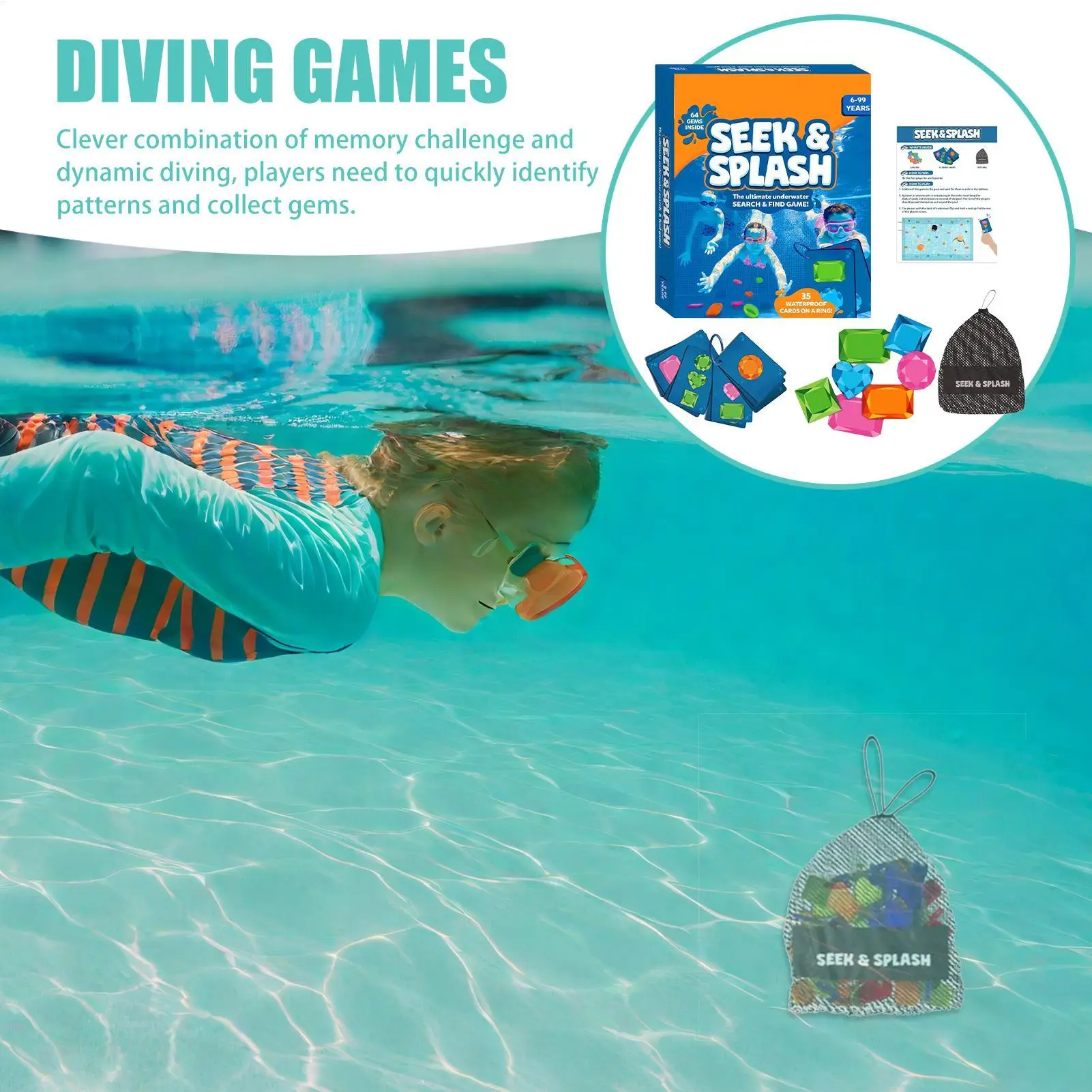 

Dive Gems Pool Toy Colorful Gem Pool Diving Toys Educational Underwater Kids Learning Games Outdoor Activities gifts