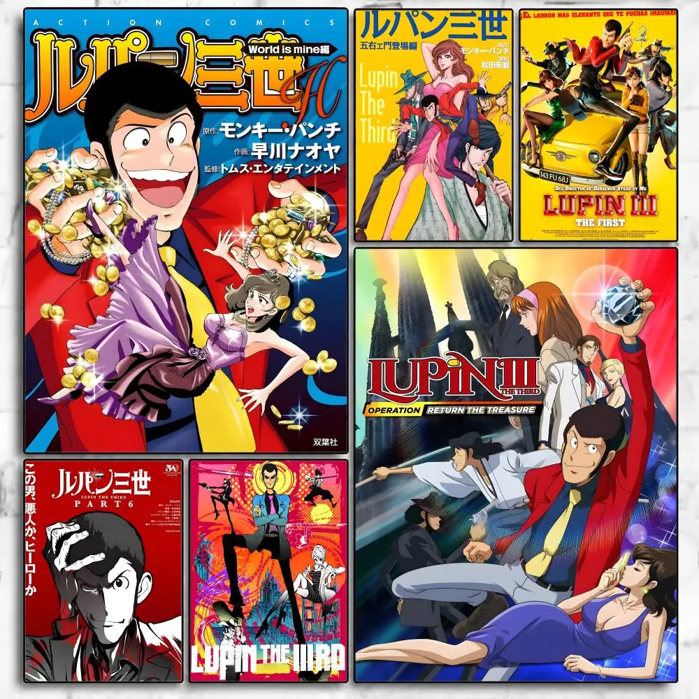 Anime Lupin The Third Poster Poster Room Wall Art Decor Waterproof Stickers For Home Bar Bedroom Decoration