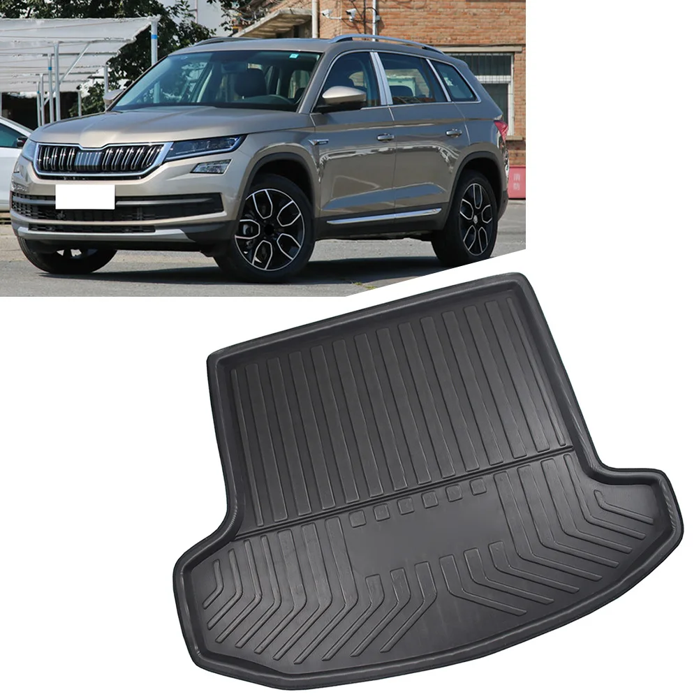 Car Cargo Liner Boot Tray Rear Tail Trunk Cover Matt Mat Floor Carpet Kick Protector Pad For SKODA Kodiaq 7 Seats 2017-2024