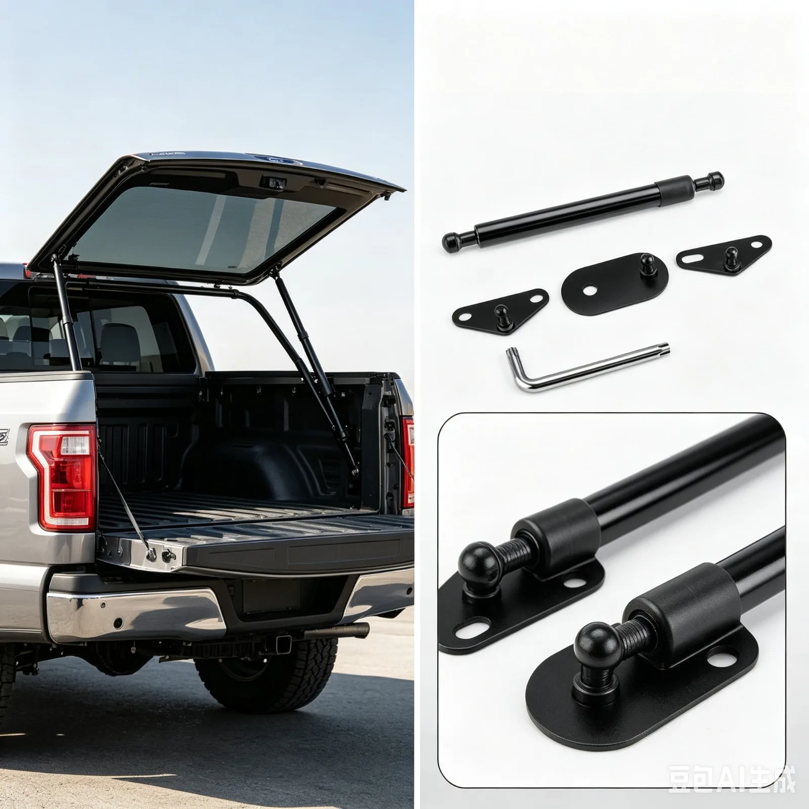 Steel Tailgate Assist Shock Strut Bar Tail Gate Slow Drop Damping Support Rod Fit For Ford F-150 F-250 2015-2024 Truck Tailgate Exterior Accessories