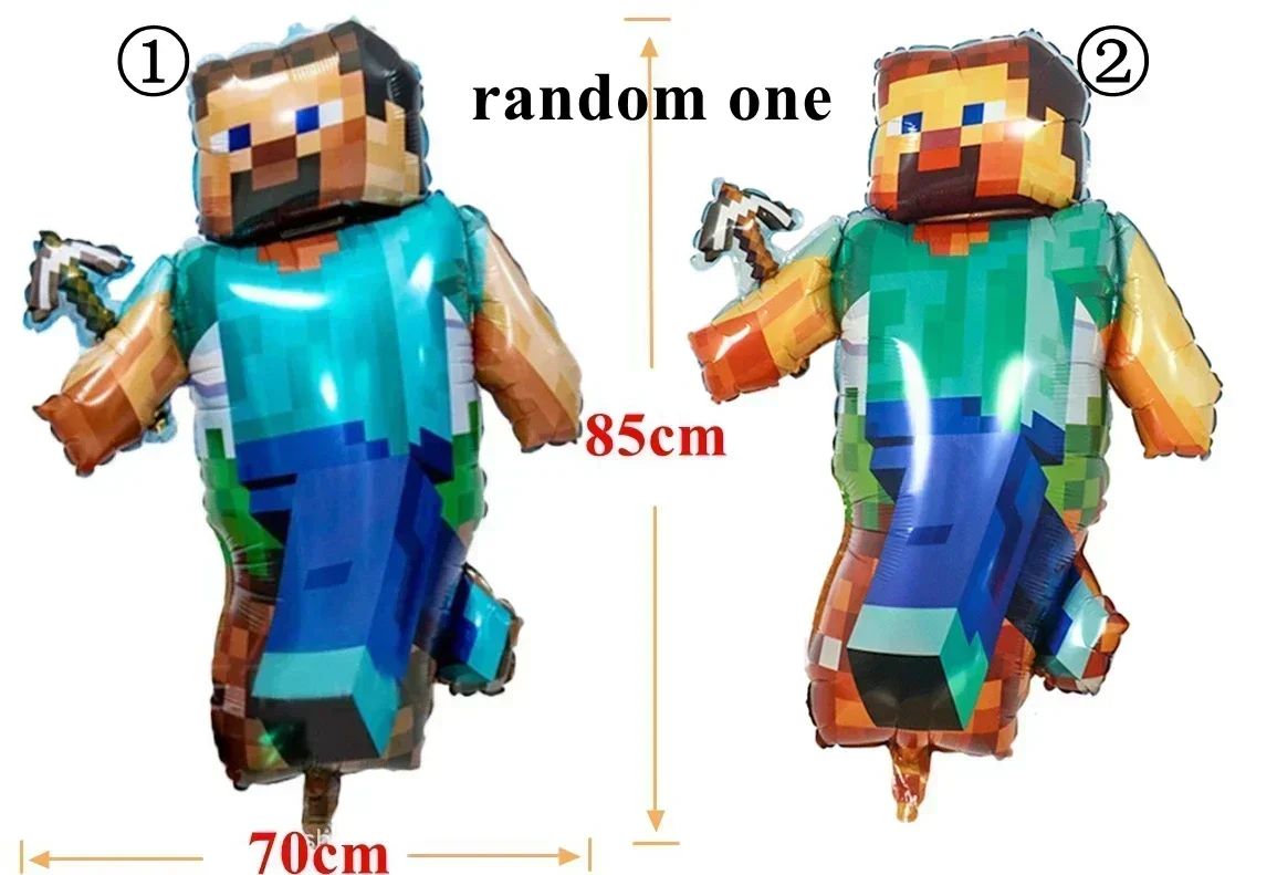 Cartoon Minecraft Ballon New My World Pixel Grün Nummer 0-9 Aluminiumfolie Luftballon Kindergeburtstag Party Dekoration