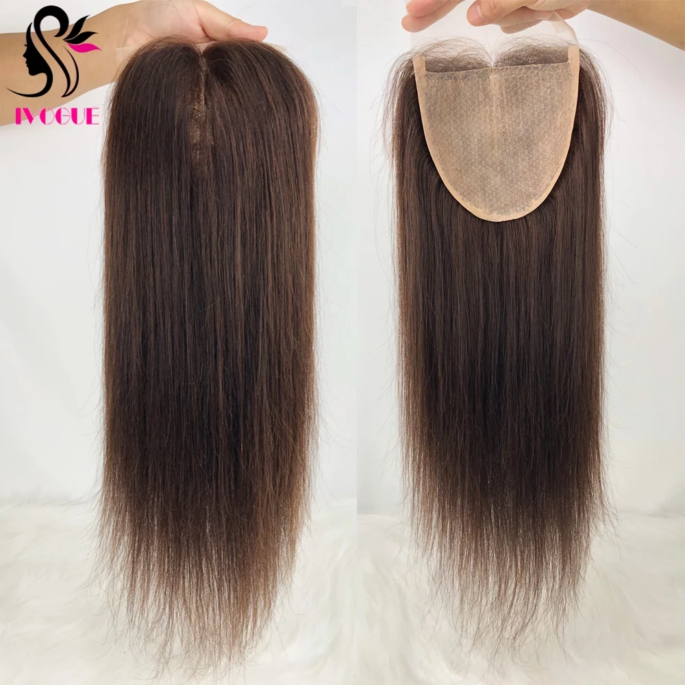 Dark Brown Human Hair Lace Closure Silk Base 5