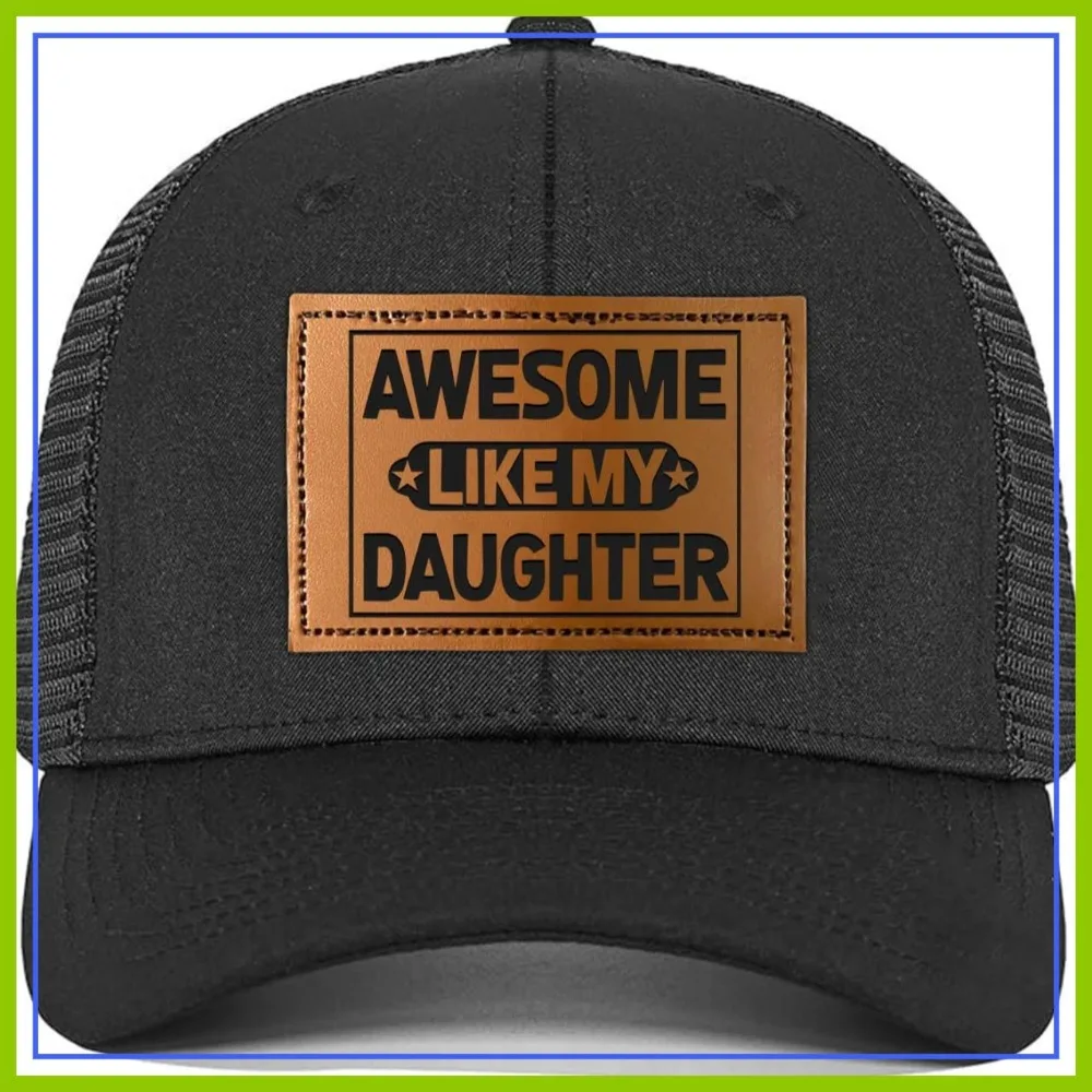 

Awesome Father Trucker Hat - Dad Birthday Gift from Daughter - Adjustable Mesh Baseball Cap for Men, Papa, Stepdad