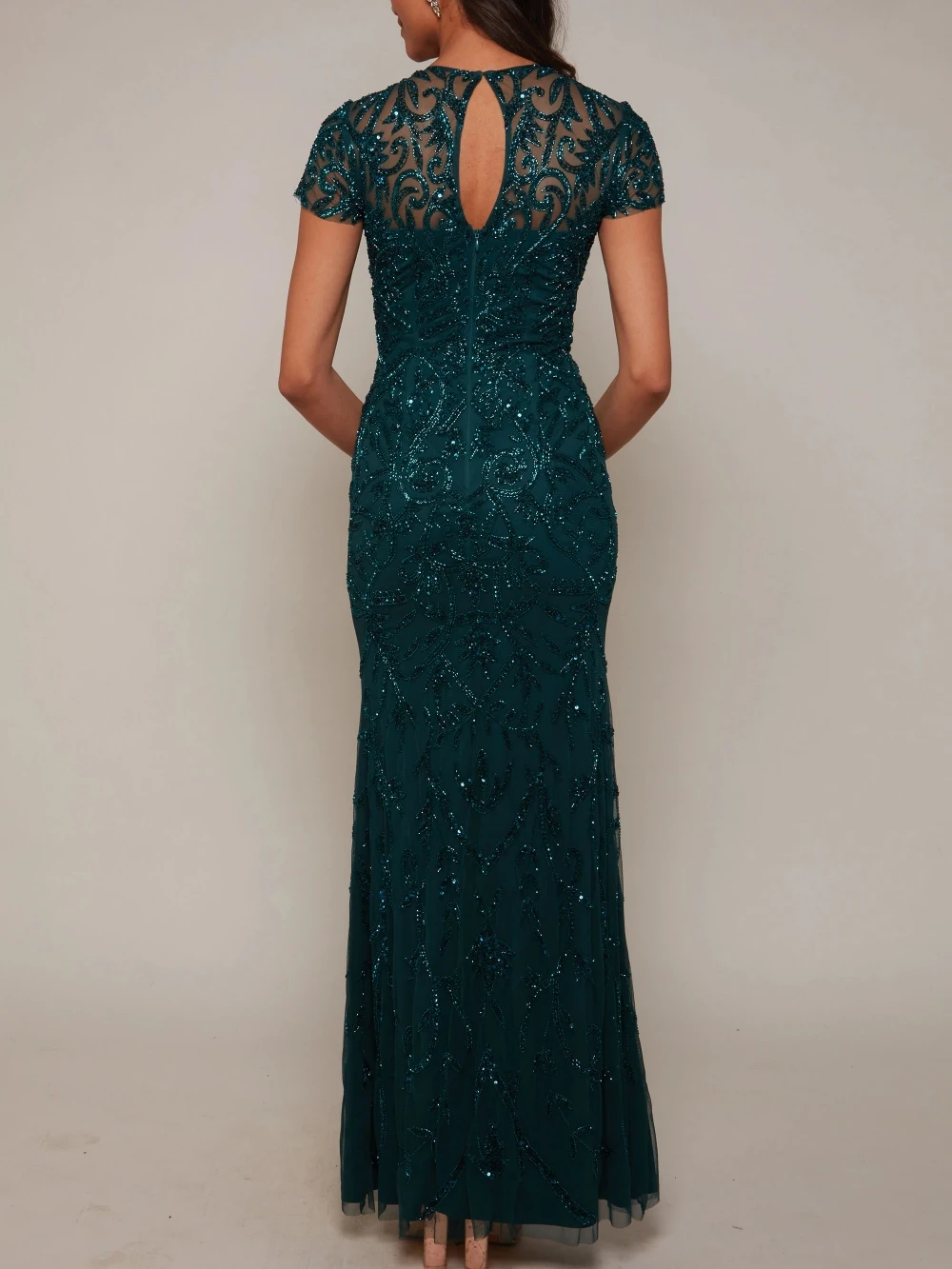 Gorgeous Bedaed Sheath Mother Of The Bride Dress For Wedding Elegant Dark Green Prom Dress 2025 Customized O-neck Evening Gown