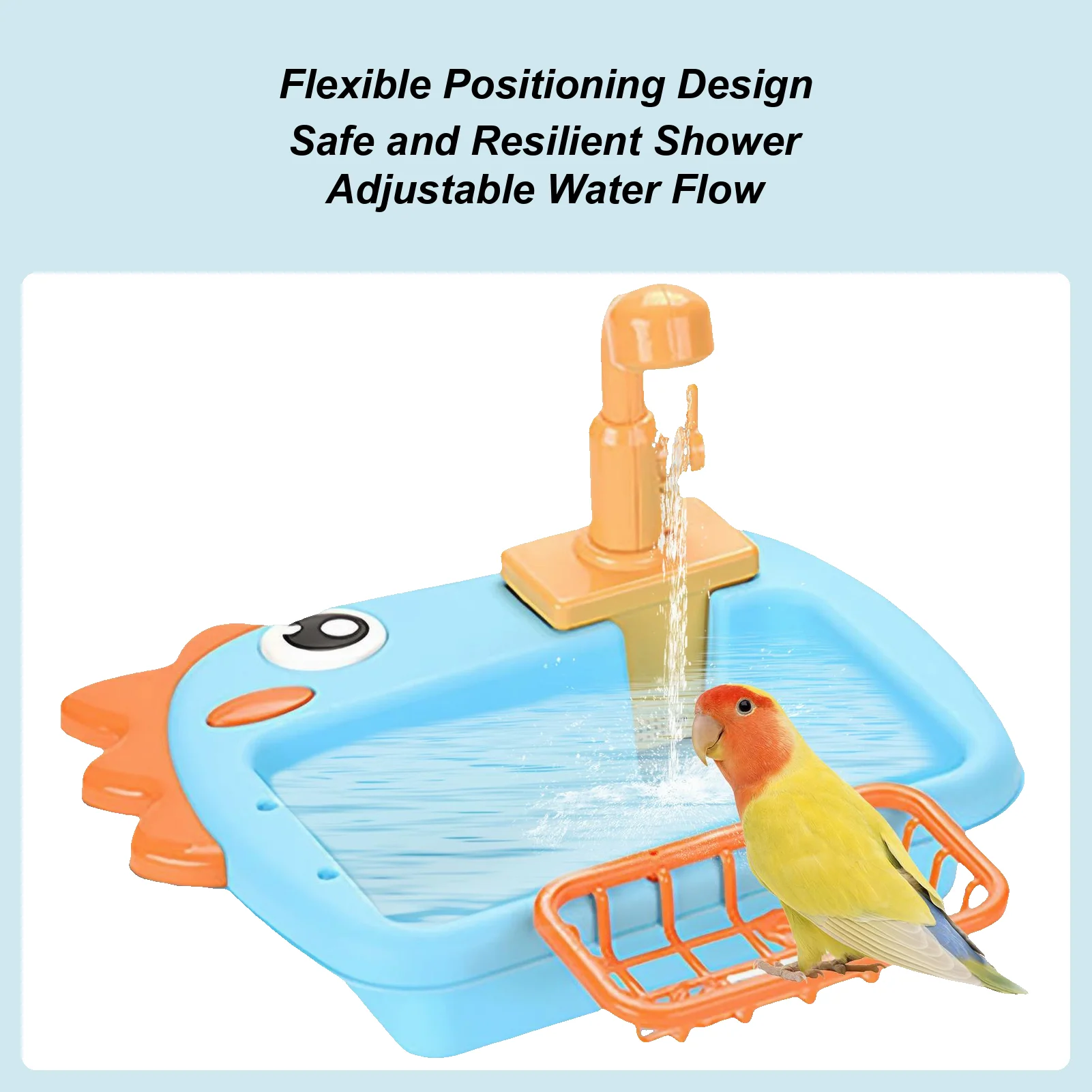 

Bird Shower Adjustable Parakeet Bath Bathtub With Faucet Feeding Bowl For Pet Deck Porch Backyard Balcony Patio Yard Indoor