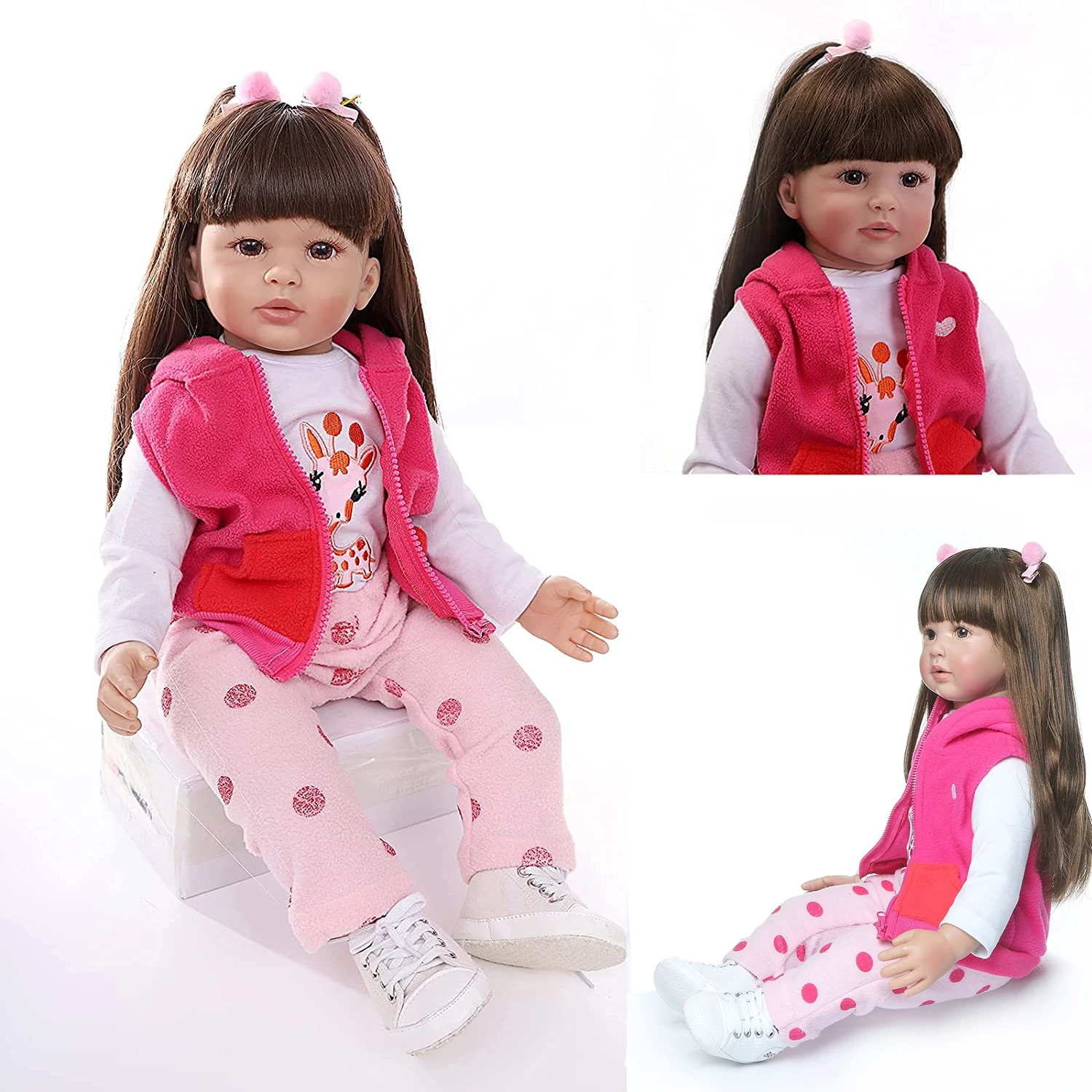 

24 Inch Handmade Reborn Baby Doll for Girls Soft Vinyl Silicone Newborn Life-Size Realistic Infant Girl Figurine Collectible Toy