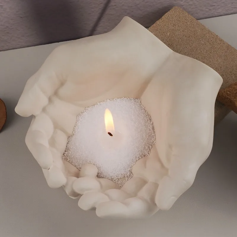 Hands Palm Shape Silicone Mold DIY Creative Candlestick Mold Concrete Ceramic Clay Molds Crafts Plaster Decor Epoxy Resin Mould