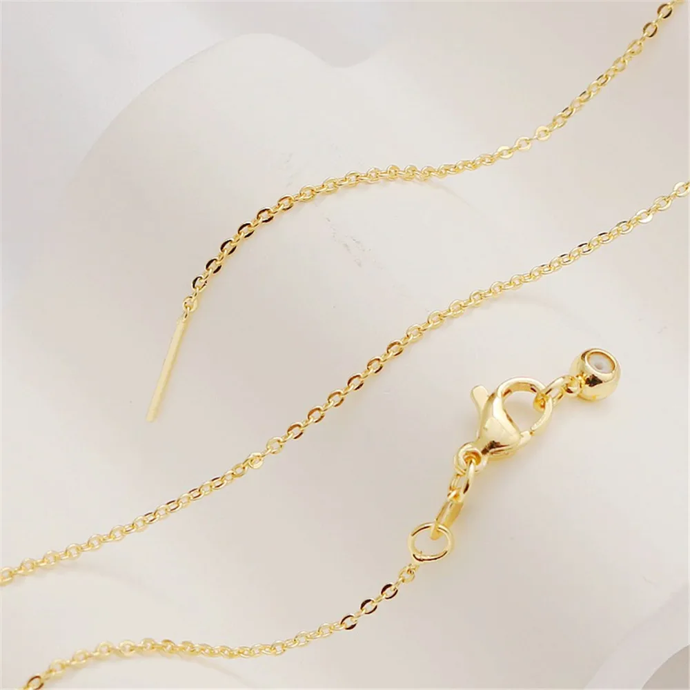 14K Gold Needle Universal Necklace, Flat 0 Chain, 1.0 Thin Chain Adjustment, Telescopic Bracelet, 21.5cm, DIY