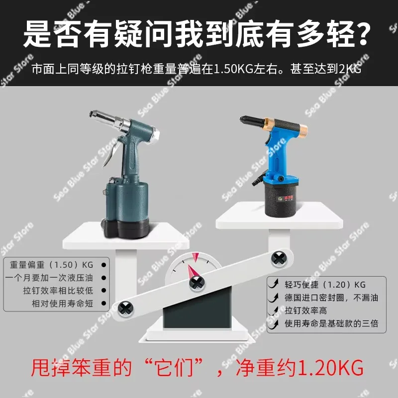 Pneumatic nail gun Stainless steel core pulling cap machine Tools Industrial grade Pneumatic riveting gun Self-priming