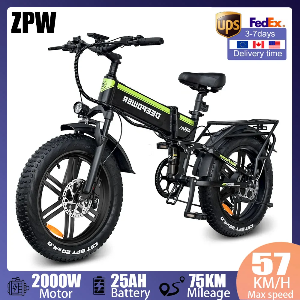 

ZPW H20Pro EBike Panasonic аккумулятор для взрослых Электрический велосипед 48 в 25 Ач 2000 Вт 20 дюймов широкий складной горный снег мотоциклы