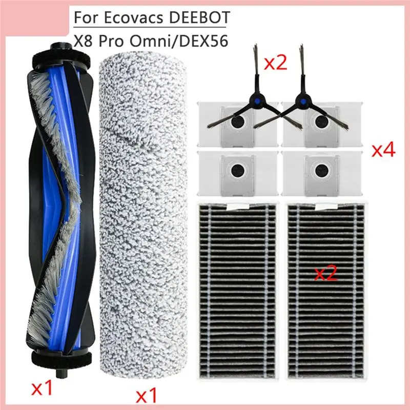 

CYCLI-Набор основных аксессуаров для Ecovacs DEEBOT X8 Pro Omni DEX56: основная щетка, боковые щетки, HEPA-фильтр и салфетка для валика.