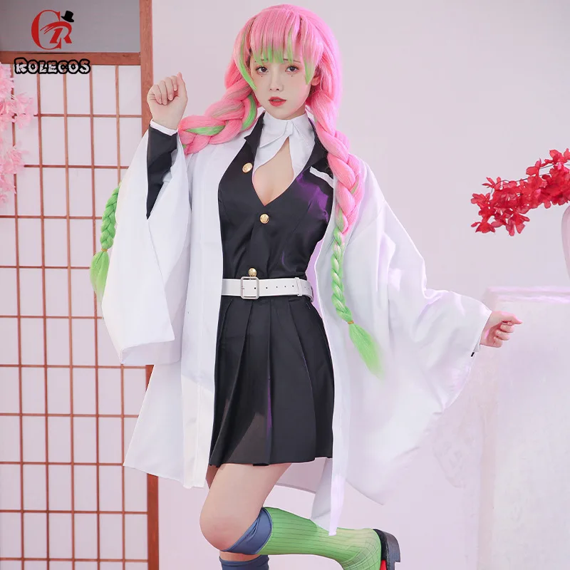 Sexy Cosplay Anime Kanroji Mitsuri Kimono Costume Devil Hunter Adult Women Halloween Clothes Wig Halloween Suit Uniform Gifts