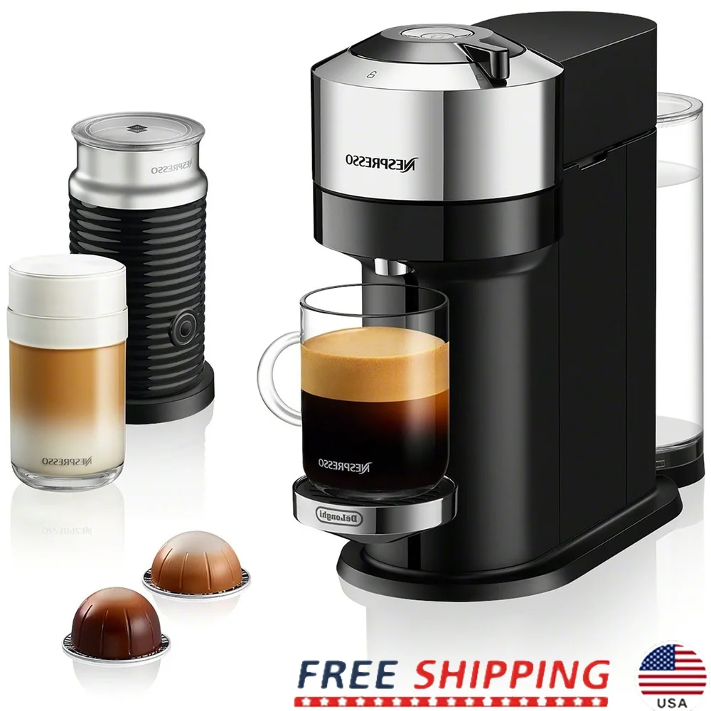 ماكينة صنع القهوة المميزة Vertuo Next مع ماكينة صنع رغوة الحليب Aeroccino3 ذات الخدمة الواحدة ماكينة صنع القهوة والإسبريسو