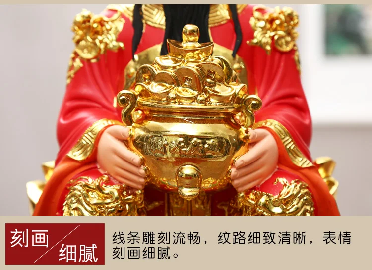 Imagem -04 - Grande Sudeste Asiático Estátua Dourado Cai Shen Deus da Riqueza Feng Shui Estátua Longer Quads Sudeste Asiático Empresa Thanksgiving Negócios 30cm