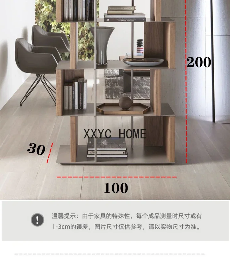 

Minimalist Bookshelf Floor Stainless Steel Bookcase Metal Shelf Partition Solid Wood Display Shelf